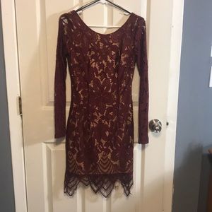 Lace maroon dress w/ cut out back